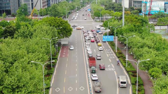 重庆高新区城市路口交通航拍