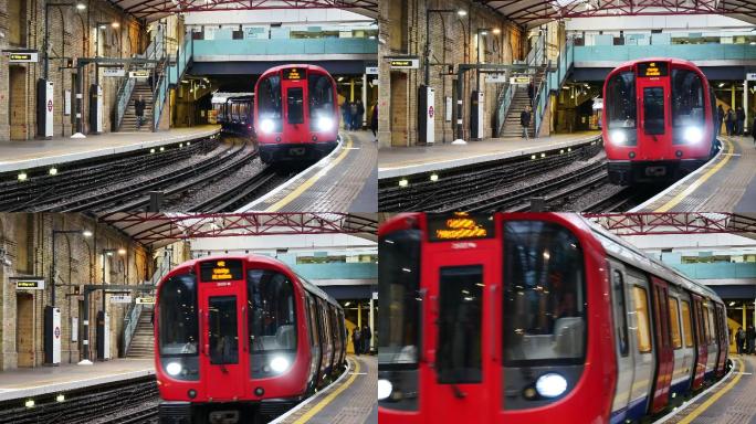 4K伦敦地铁站，高峰时段乘客，英国，英国
