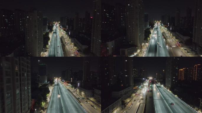 城市交通夜景航拍