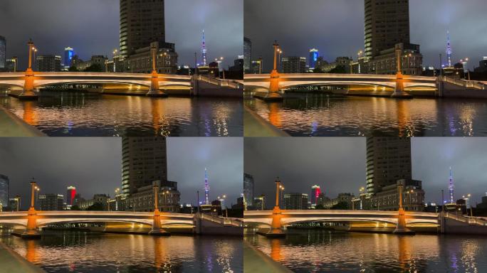 上海封城中的夜晚桥面灯光