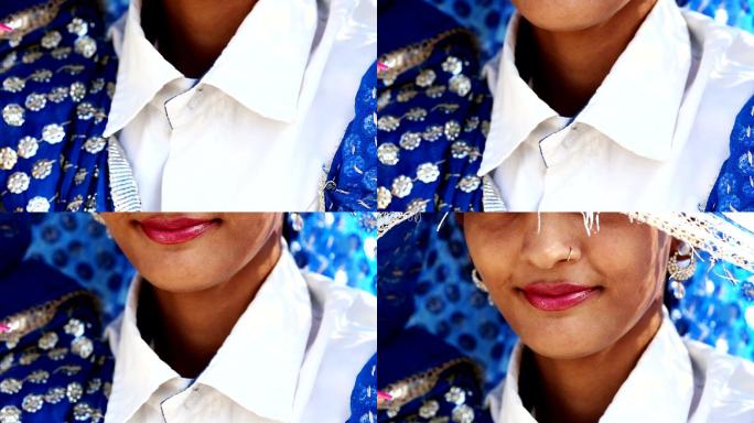 印度女性肖像当地民族特色地域文化华丽蓝色
