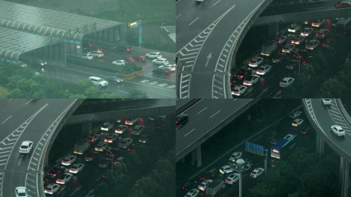 济南，暴雨下雨，雨天，车流，堵车