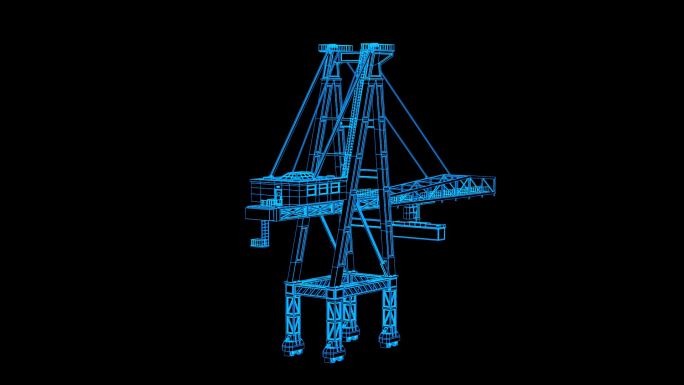 全息科技蓝色线框吊车动画带通道