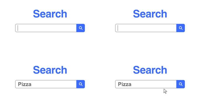 网页浏览器或带有搜索框的网页，键入pizza delivery用于internet搜索