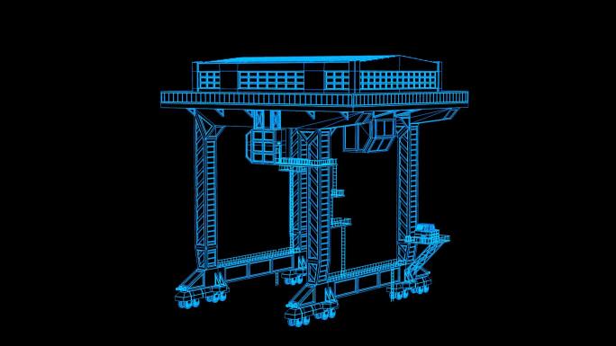 全息科技蓝色线框吊车动画带通道