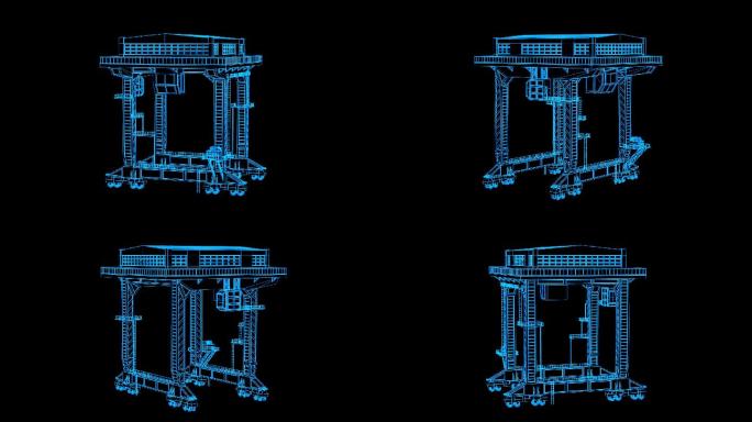 全息科技蓝色线框吊车动画带通道