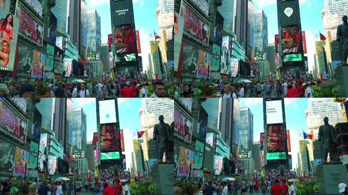 美国时代广场上午人流量大屏广告牌