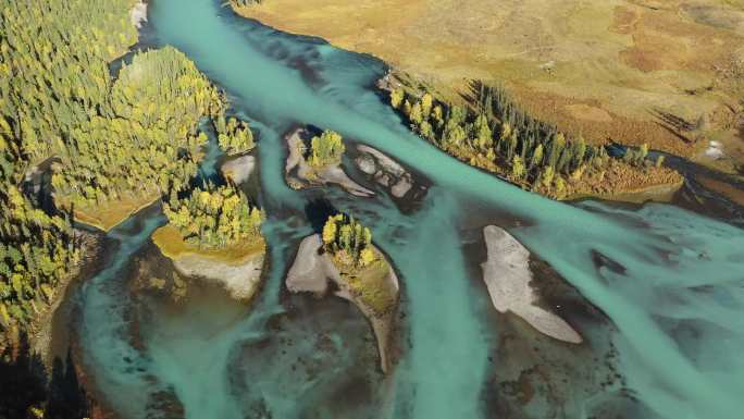 原创 新疆阿勒泰喀纳斯河自然风光航拍