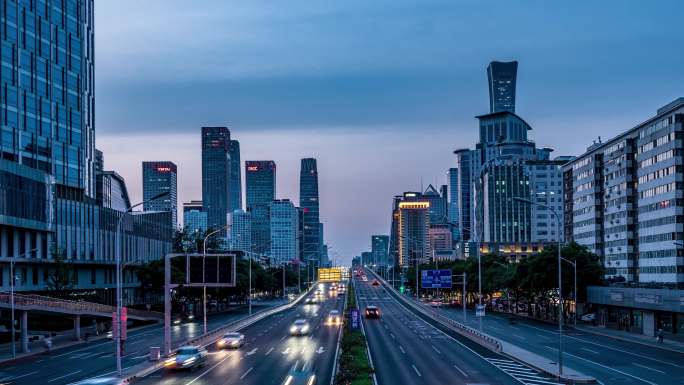 北京东三环国贸桥天际线夜景延时摄影4K