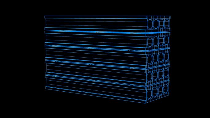 全息科技蓝色线框空心水泥板动画带通道