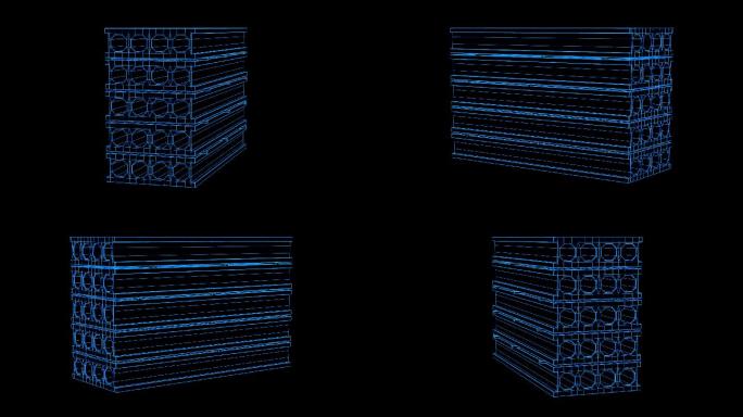 全息科技蓝色线框空心水泥板动画带通道