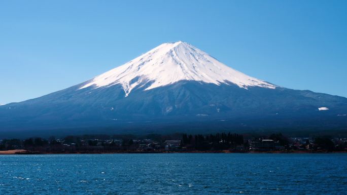 从川口子湖俯瞰富士山