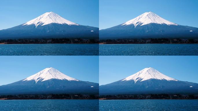 从川口子湖俯瞰富士山