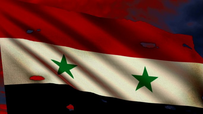 叙利亚国旗，冲突国家标志飘动旗帜主权争议