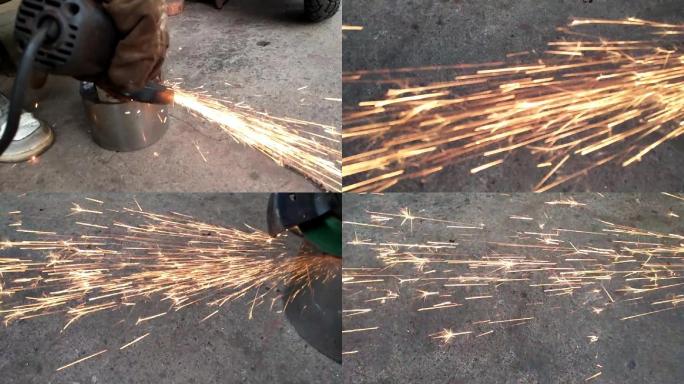 打磨砂轮出现火花飞溅铁工磨砂轮磨砂铁机件