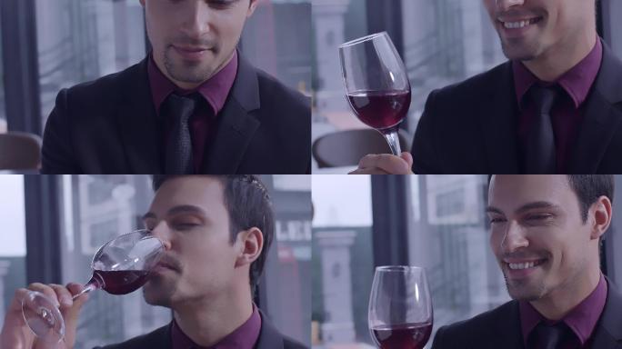 外国男人喝红酒 高端红酒
