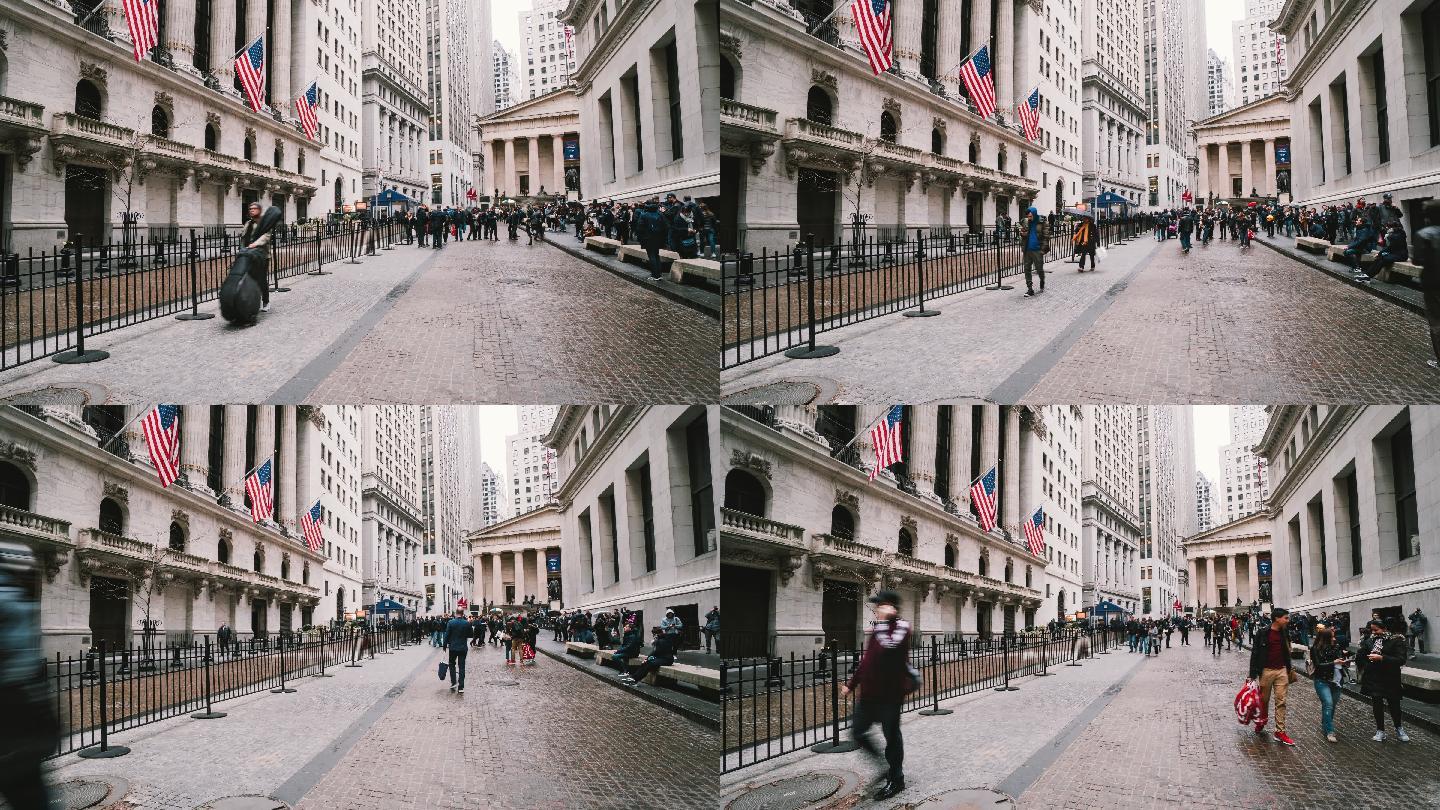 美国纽约华尔街的时间推移