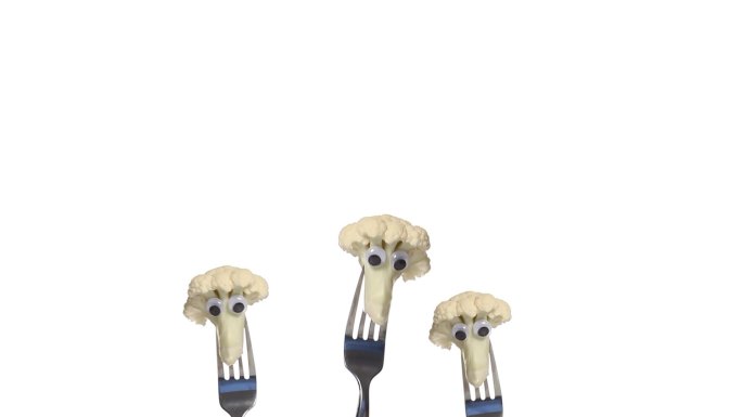 三张花椰菜脸定格动画抽象视觉美食节目