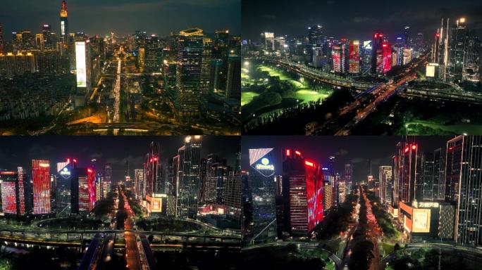 深圳深南大道夜景航拍延时摄影