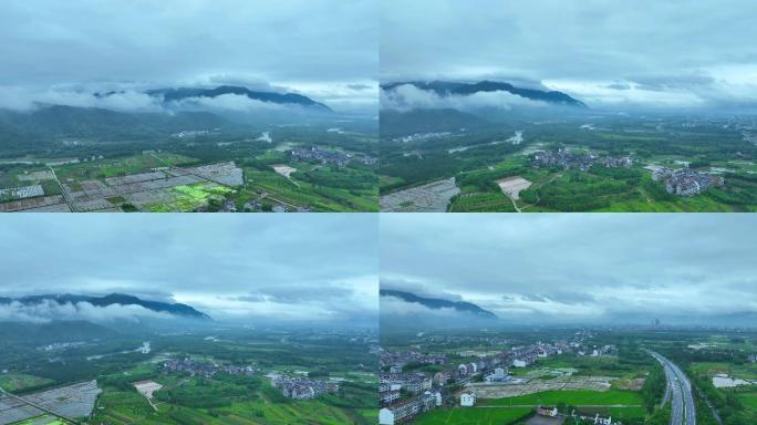 乡村云雾阴雨山间雨雾4K