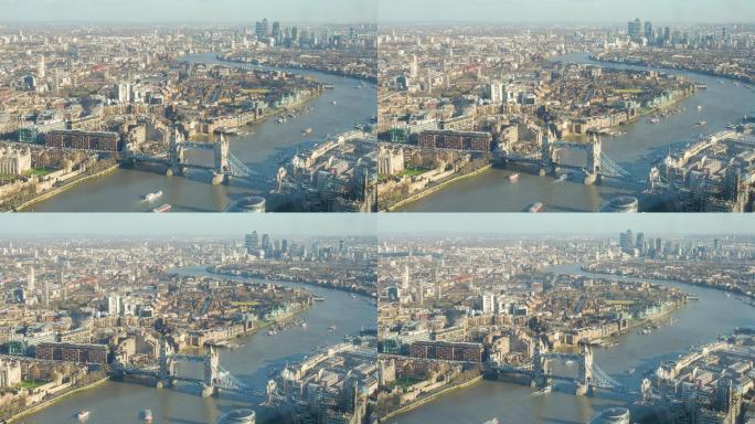 英国伦敦塔桥（Tower Bridge），在夏季使用延时平移、缩放和放大功能