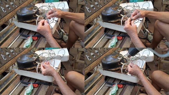 技师处理损坏蒸汽熨斗的镜头