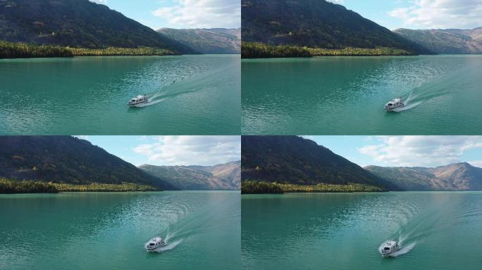 原创 新疆阿勒泰喀纳斯湖游船自然风光航拍