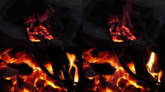火煤特写图火苗暖和取暖