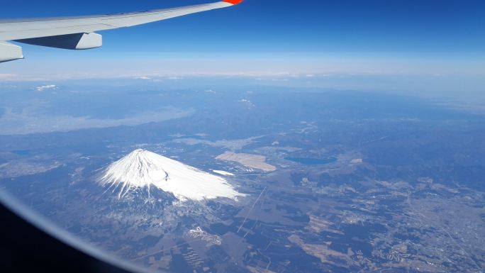 日本富士山鸟瞰图。