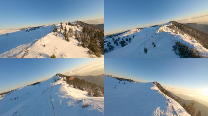 冬天用无人机拍摄山脊
