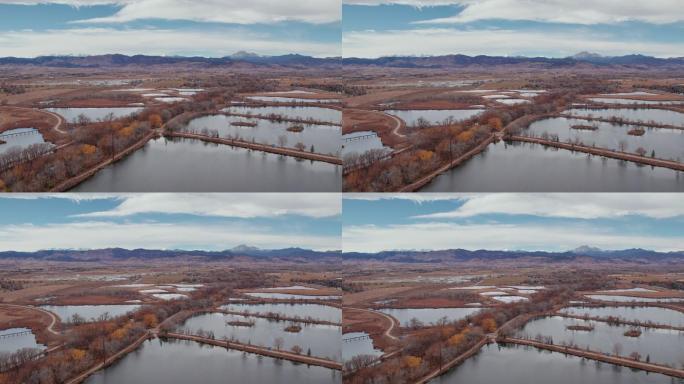 科罗拉多州朗蒙特州金池塘公园的无人机视图