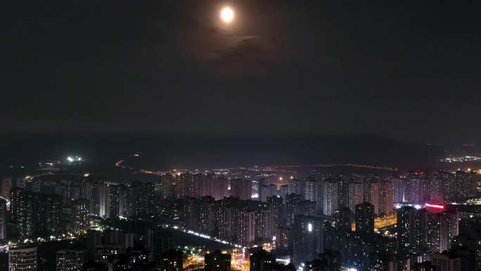重庆高新区大学城城市夜景航拍4K