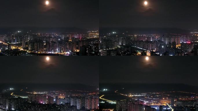 重庆高新区大学城城市夜景航拍4K