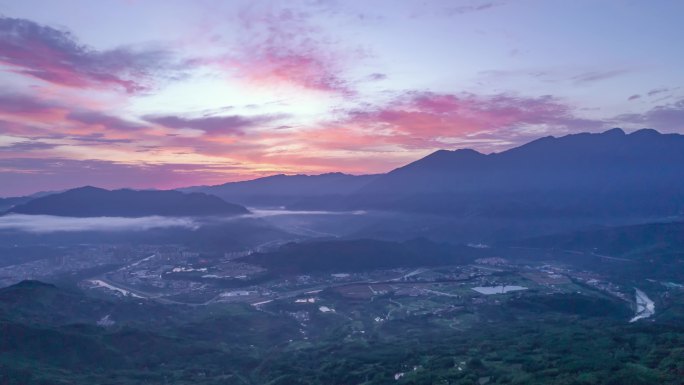 山川大地自然风光唯美朝霞彩云航拍延时