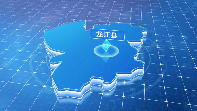 龙江县蓝色科技感定位地图