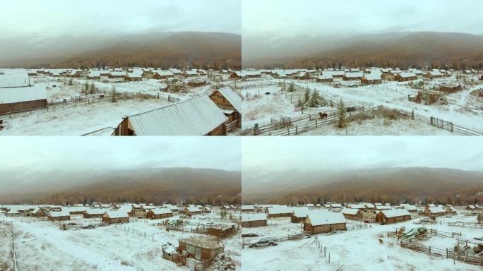 新疆禾木雪景航拍
