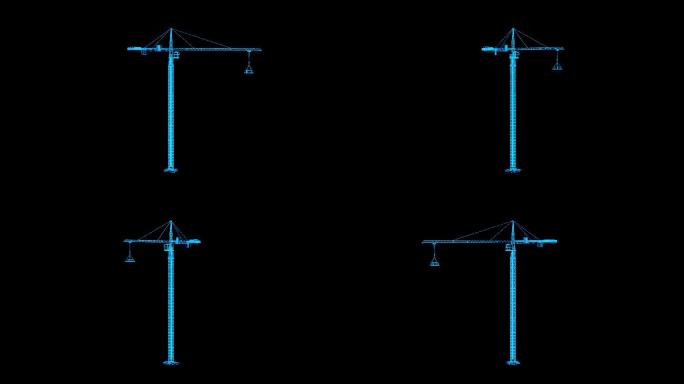 全息科技蓝色线框吊车动画带通道