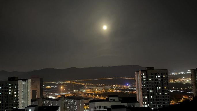 重庆高新区保税区海关夜晚月亮延时