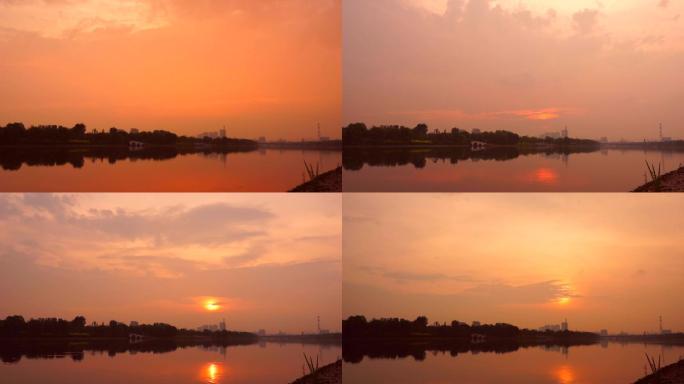 日出河边水边湖边江边水天一色早晨清晨凌晨
