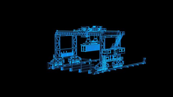 全息科技蓝色线框吊车动画带通道