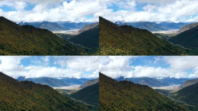 航拍西藏森林延时流云