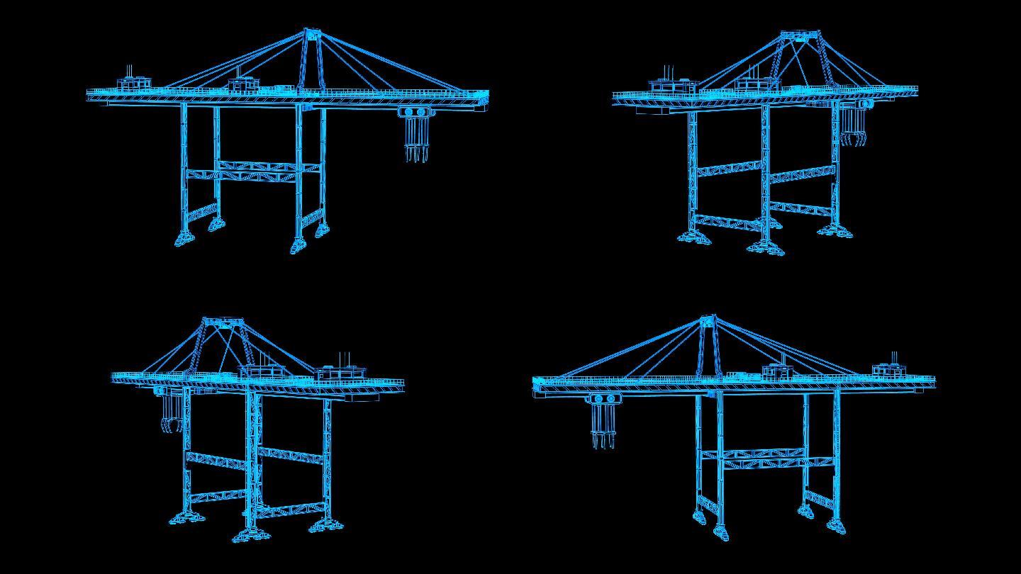 全息科技蓝色线框吊车动画带通道