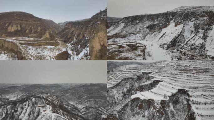 黄土高原无人区大山雪景