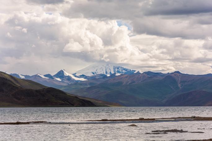 羊卓雍措雪山湖泊云层延时摄影