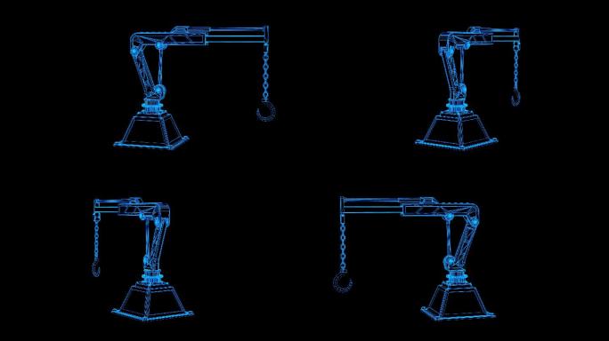 全息科技蓝色线框吊车动画带通道