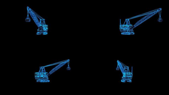 全息科技蓝色线框开采机动画带通道