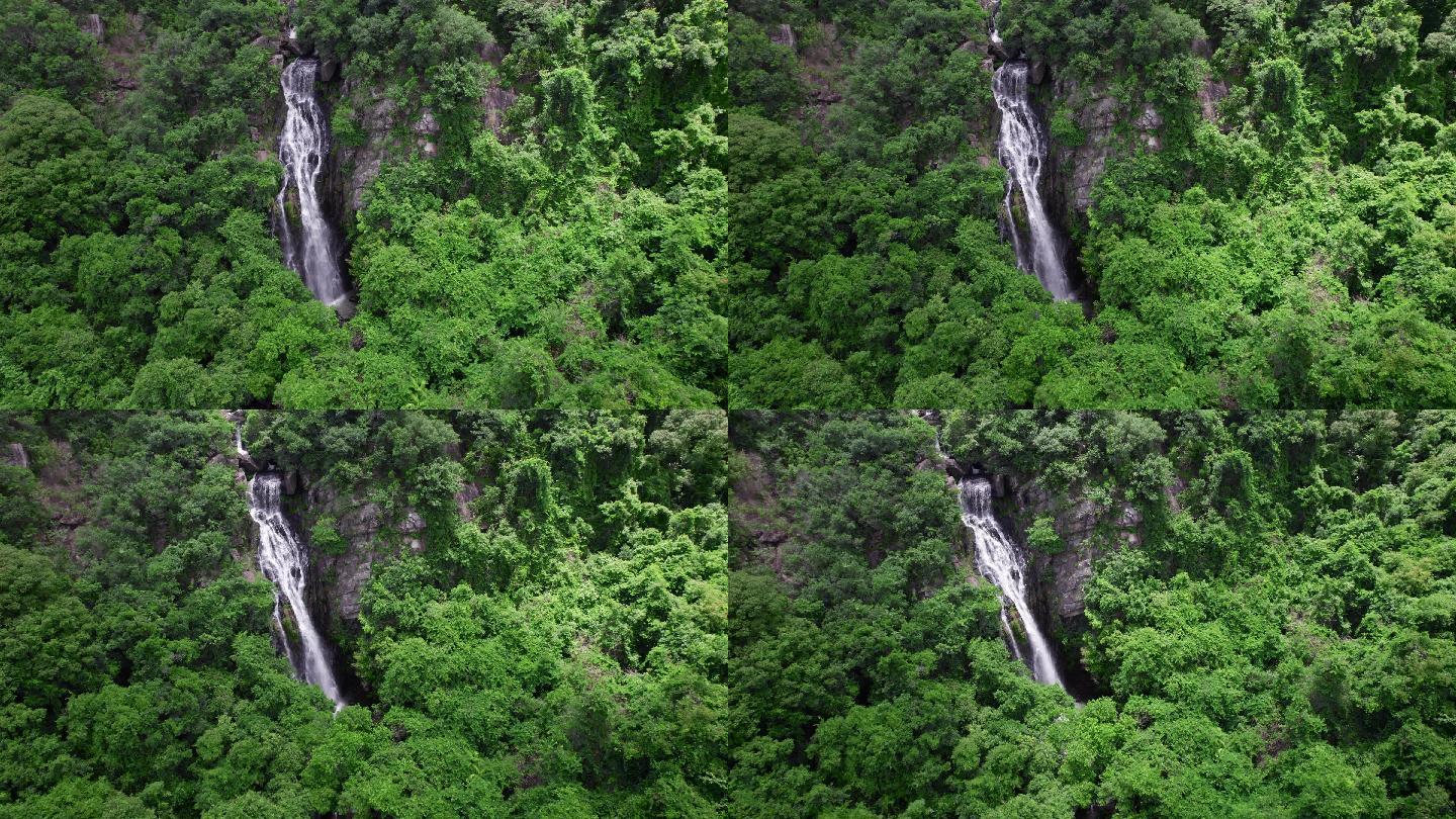 山林中的瀑布 航拍 左右运镜