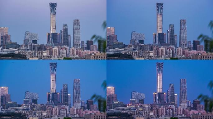 北京景山公园国贸天际线夕阳延时摄影4K
