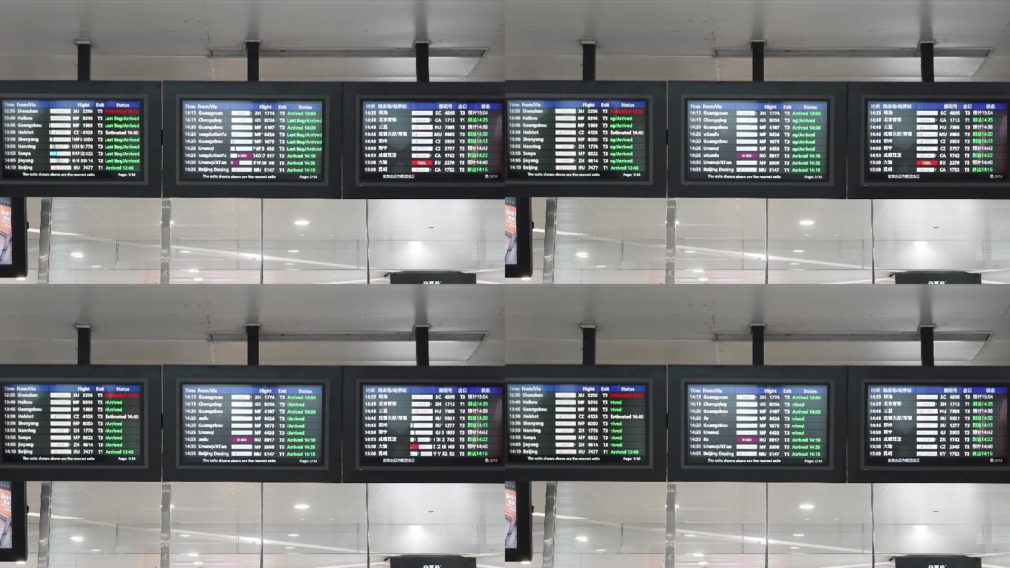 机场大厅接机口航班动态显示屏