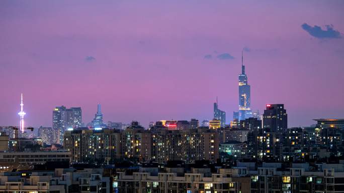 南京夜景城市风光